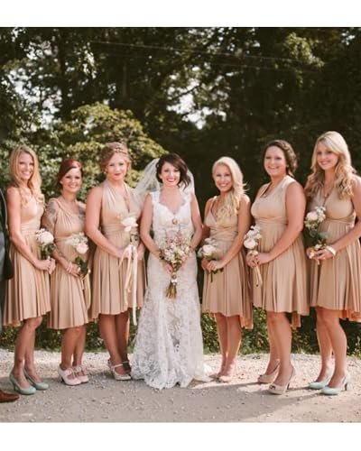 Short Knee Length Infinity Bridesmaids Dresses with Bandeau Hi-Lo Multi-Way Convertible Transformer Evening Gowns3