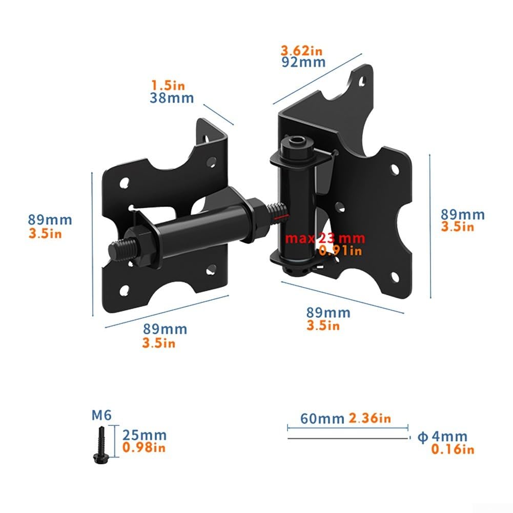Robuste selbstschließende Torscharniere mit verstellbarer Federspannung für den Innen- und Außenbereich, 8,9 cm L x 9 cm B, Zaunbeschläge, einfache Installation, 2 Stück