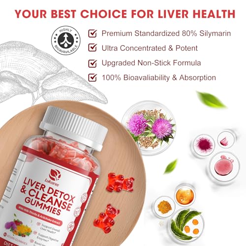 Image of 2 Pack Lukaree Liver Cleanse Detox & Repair Gummies w /Artichok & Dandelion | Sugar-Free Milk Thistle Supplement for Digestion & Immunity - Herbal Liver Health Supplement for Men & Women- Vegan, 60 Count