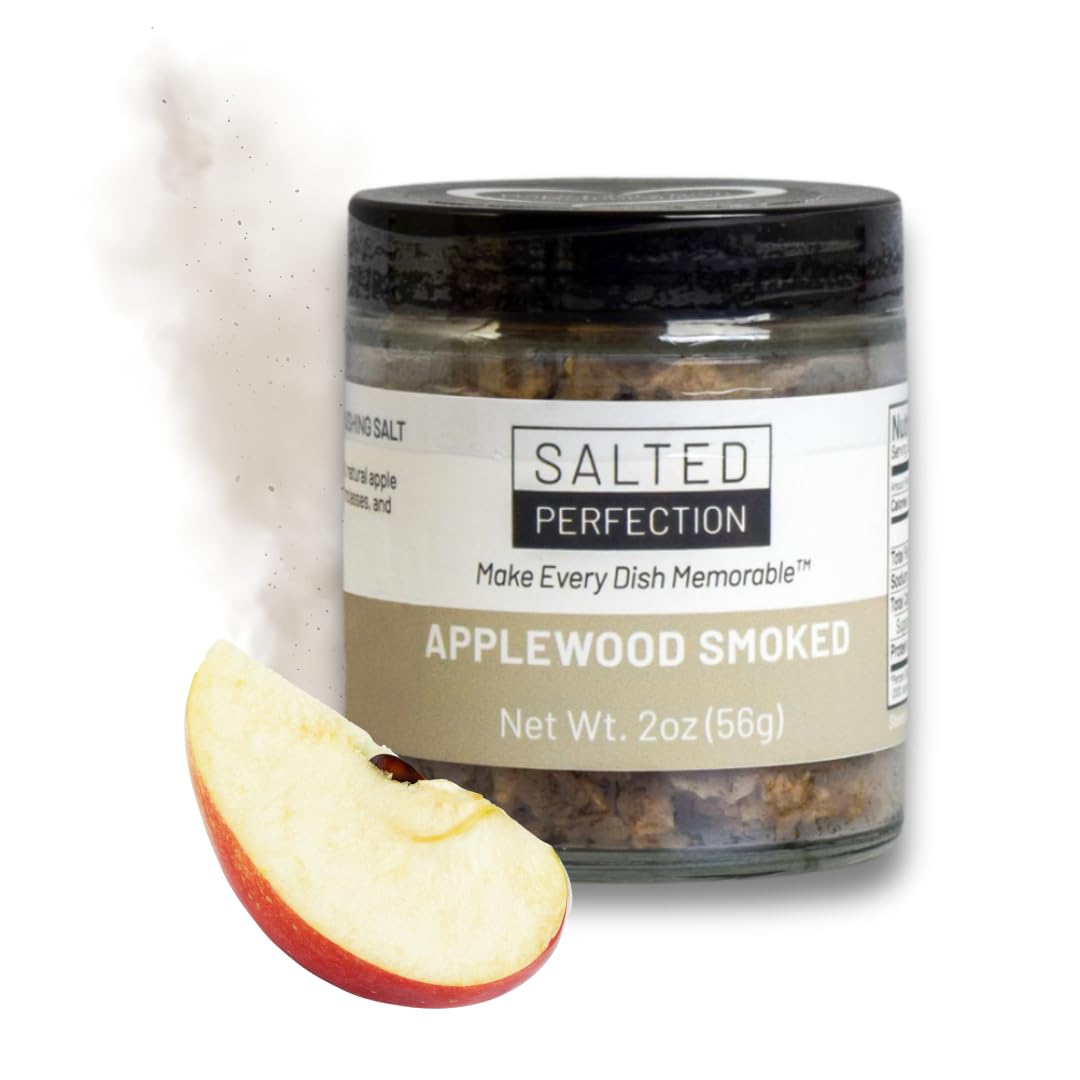 Salted Perfection Applewood Smoked Garnishing Salt – Handcrafted Gourmet Sea Salt Flakes (2 Ounces)