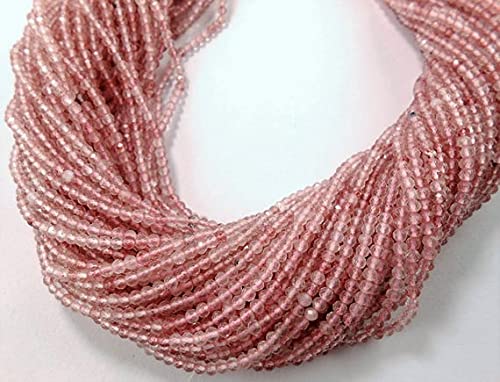 Perles de quartz cerise facettées 2,5mm pour création de bijoux DIY