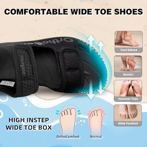 Image of Women's Orthopedic Wide Toe Box Sandals: Comfortable Arch Support Plantar Fasciitis Orthotic Casual Summer Beach Sandals, Adjustable Strap Flat Feet Walking Shoes for Foot Heel and Pain Relief