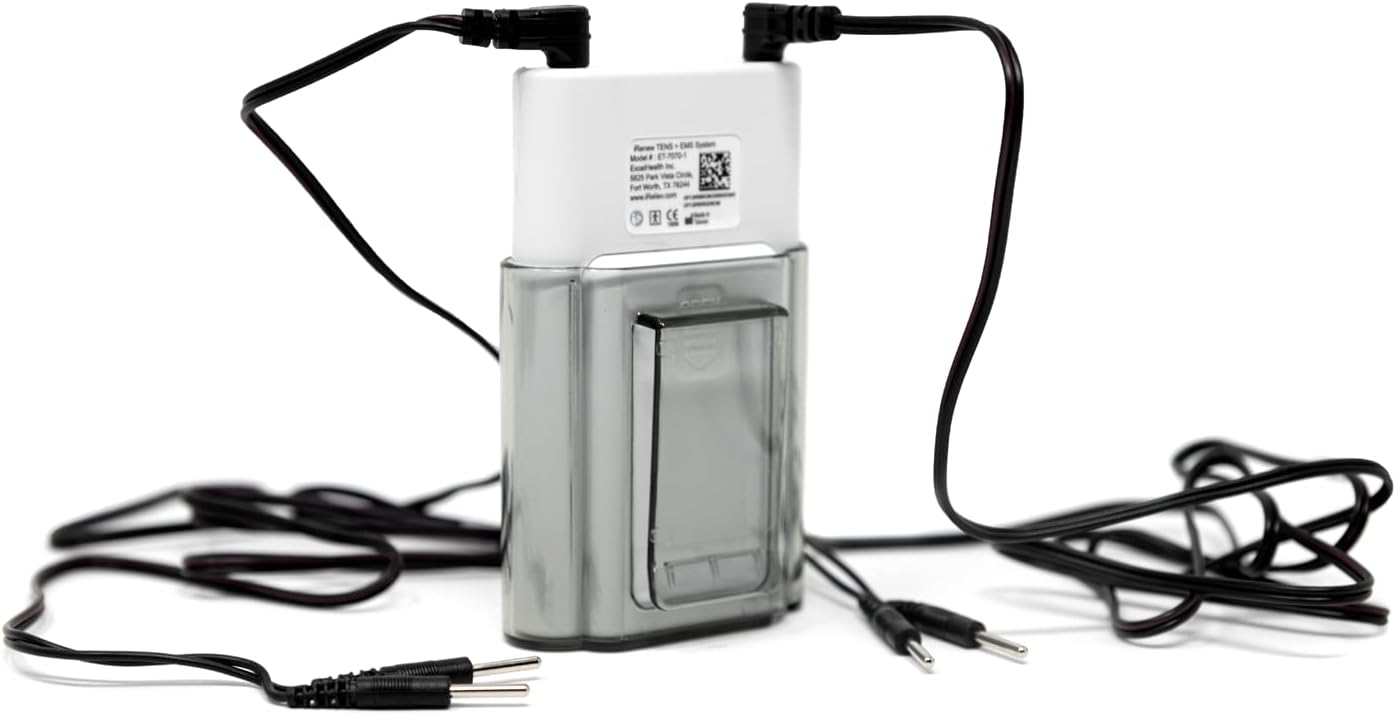 iReliev TENS Unit Muscle Stimulator Combination with Premium Carry Case - TENS for Pain Relief & Arthritis - EMS for Muscle Strength, Recovery, Relaxation - Back, Shoulder, Abdomen, Leg, Knee, & More