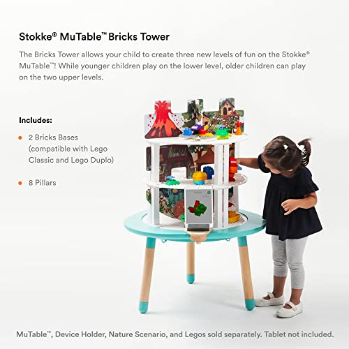 Image of Stokke MuTable Bricks Tower - Includes Two Double-Sided Brick Bases & Eight Pillars - Compatible with Lego Classic & Duplo - for Ages 3+