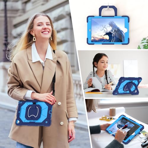 Image of Auizotl Case for iPad 9th /8th /7th Generation 10.2 Inch iPad Case 9th Generation with Screen Protector /Rotate Stand /Pen Holder,Military Grade Shockproof i Pad 9th /8th /7th Gen Cases,Navy Blue