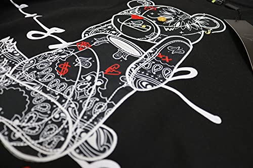 Screenshot-H1122 Mens Urban Hip Hop Premium Fleece Hoodie - Head Lifting Paisley Cartoon Teddy Bear Fashion Hooded Sweatshirt-Black/Black-Small #TOP3