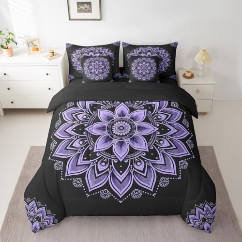 Erosebridal 7 Pieces Hippie Mandala Bedding Comforter Sets Chic Floral Bed In A Bag For Girls Women thumb #1