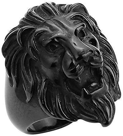 Devil King Lion Head Ring Black Colour for Men & Women Indian Size 12-16 Antique Style Lion Head King Fashion Bikers