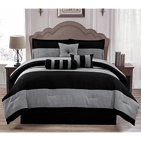 Empire Furniture USA Anissa Collection Luxurious 11-Piece Micro Suede Soft Comforter Set & Bed Sheets Limited-Time Sale!! (Black & Gray VanDam, Full) Cover