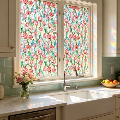 Película para Ventana Decorativa Rosa Tulipán 78.5" L x 17.5" W miniatura 1