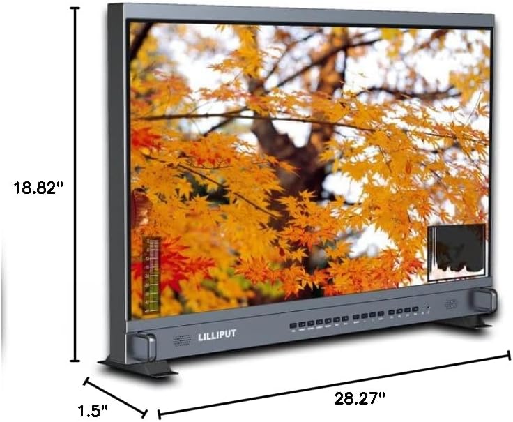 LILLIPUT 31.5" BM310-4KS-VBP Broadcast Monitor 4K/Full HD for Taking Photos & Making Movies with Multiple Signal inputs 3G SDI, HDMI, DVI and VGA –Quad View Split, 3D LUT, HDR with V Mount Plate