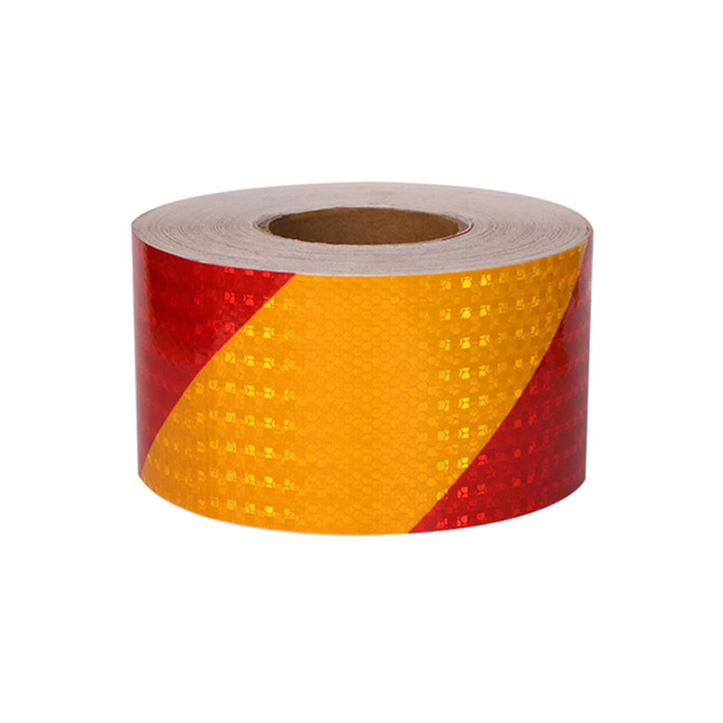 Cinta reflectante de señalización de peligro, Cinta Reflectante de Advertencia Multicolor 10cm x 50m(Red+yellow)