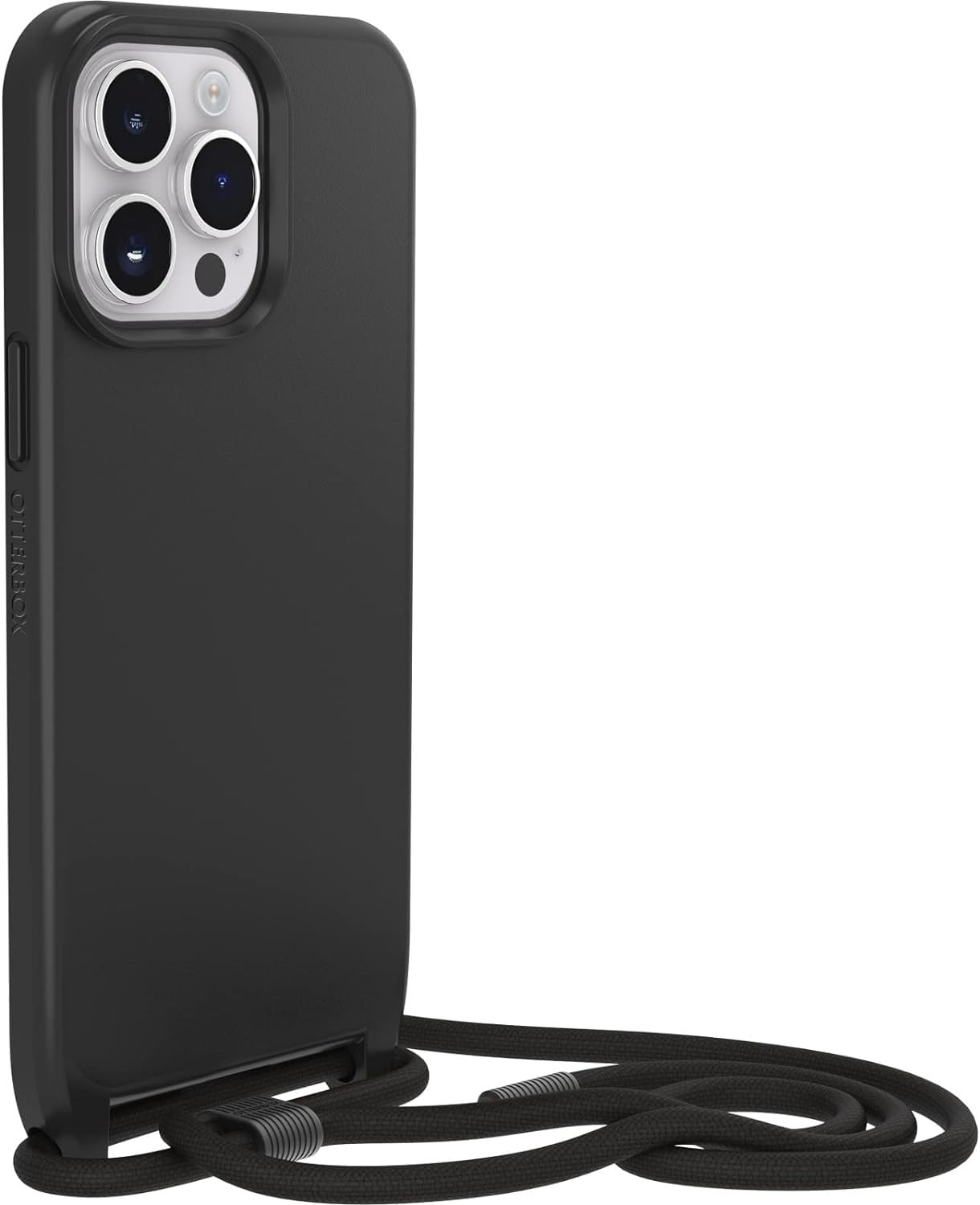 OtterBox Cover React Necklace con MagSafe per iPhone 14 Pro Max, Custodia sottile, antishock con cordone da collo, adattabile e intercambiabile, testata a norme MIL STD 810G, Nero