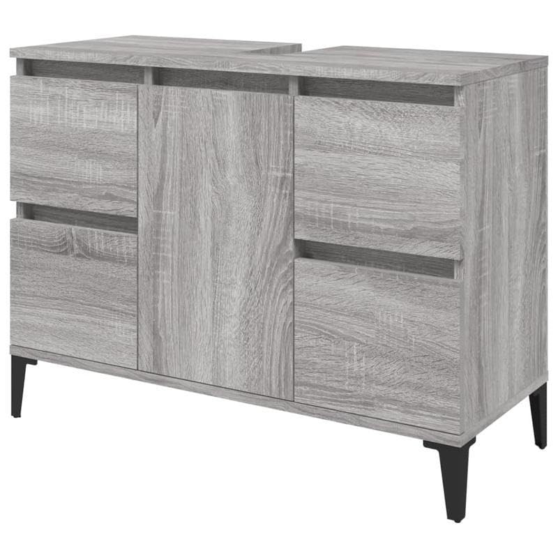 Eleganz Armario para debajo del lavabo Sonoma, 80 x 33 x 60 cm, juego de muebles de baño de madera y metal, resistente al agua y ahorra espacio, para baños pequeños