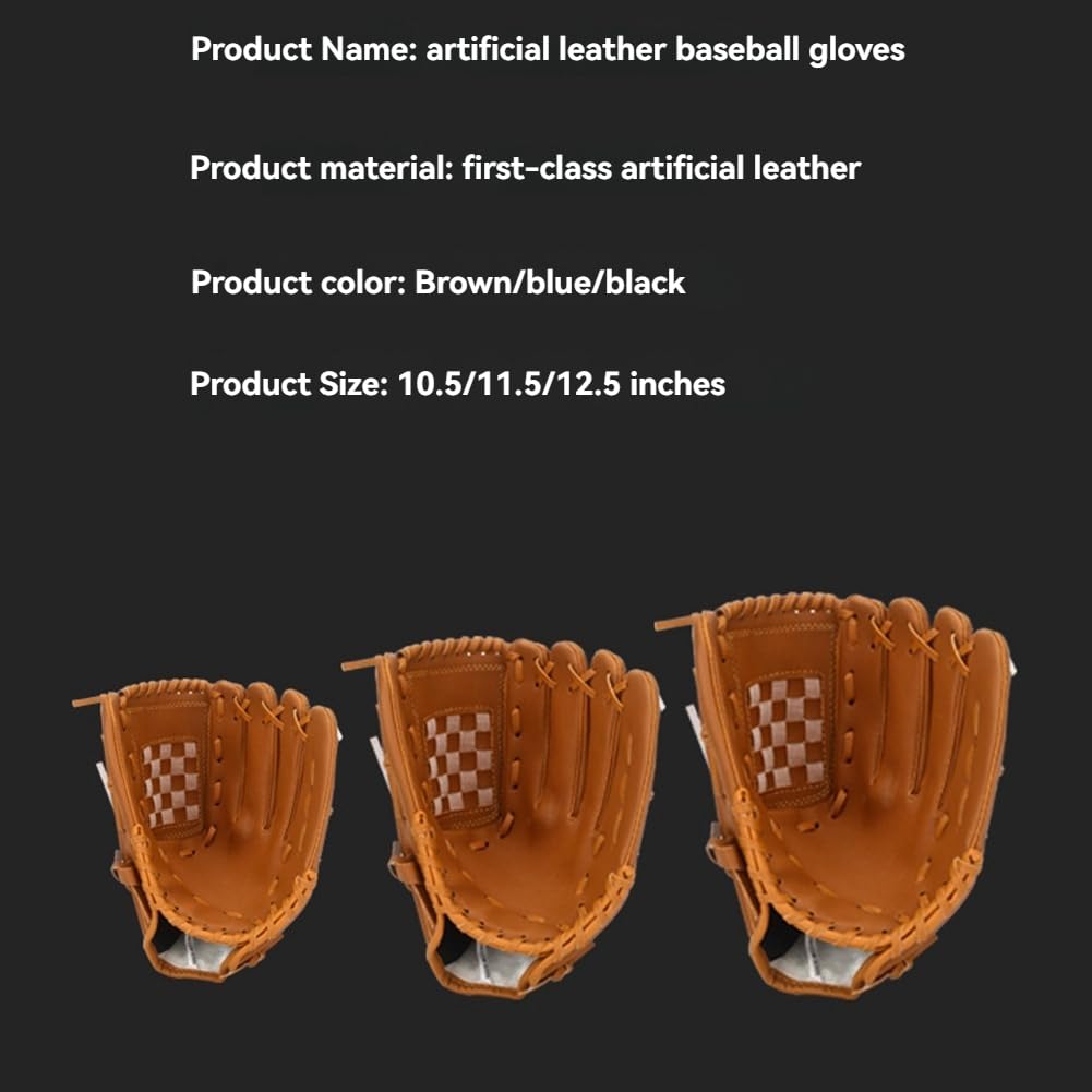 Guantes de Béisbol para Práctica de Entrenamiento de Mano Izquierda para Deportes Al Aire Libre, Guantes de Bolsillo para Jugadores de Mano de Lanzador, 10,5 Pulgadas, Color Azul