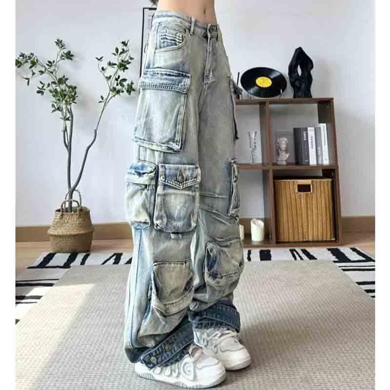 Cargo Pants Women Y2K Multi Pocket Jeans Baggy Cargo Pants Street Hip-hop Grunge Clothes3