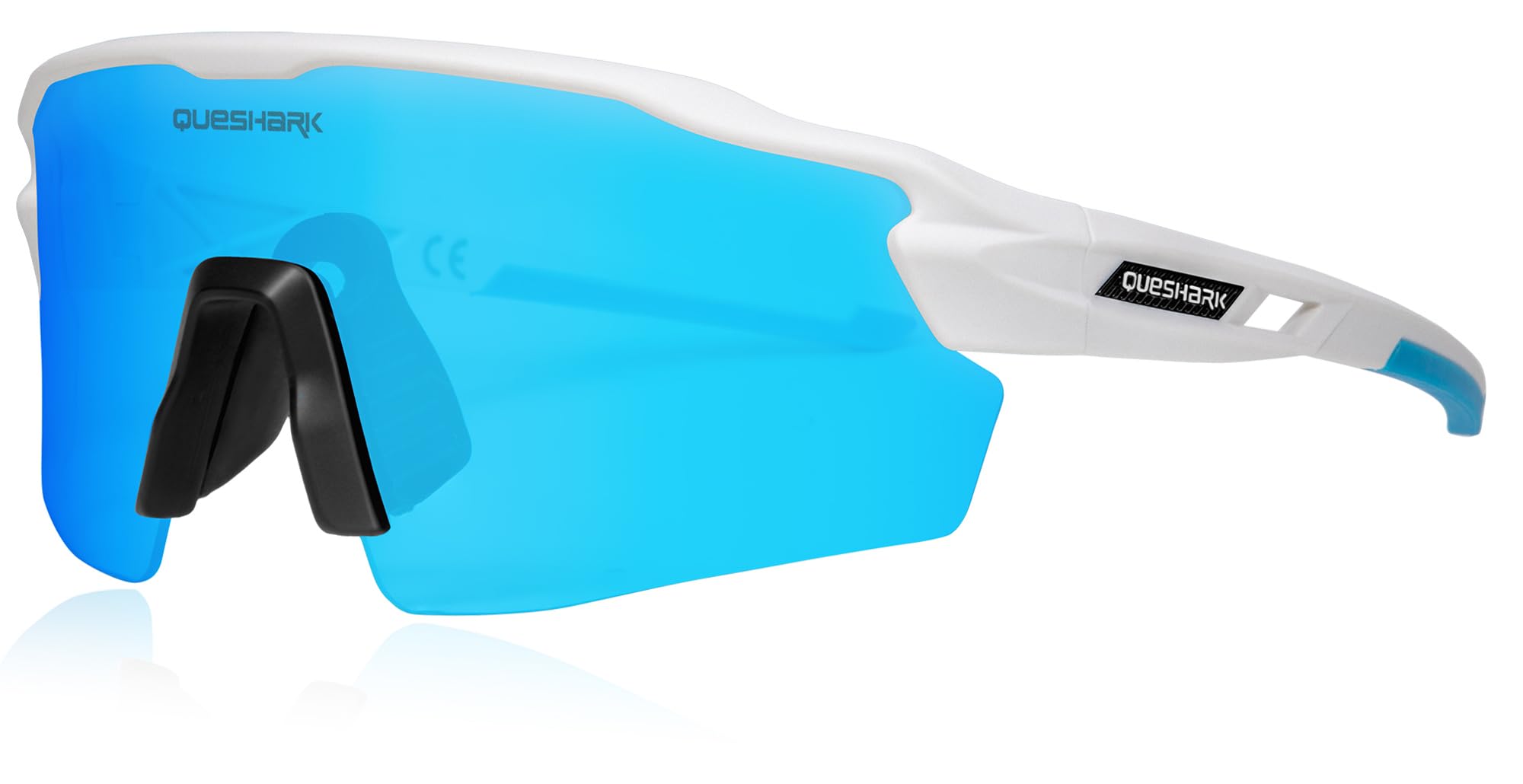 Queshark occhiali polarizzati da ciclismo, occhiali da corsa con 1 lente o 4 lenti intercambiabili TR90 telaio per le donne degli uomini, occhiali da sole sportivi per il ciclismo che corre baseball
