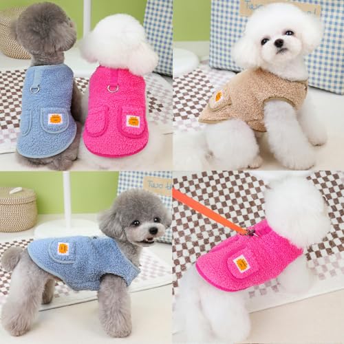 Zunea Hundepullover für Kleine Hunde Fleecepullover Mantel Winter Warm Welpenpullover mit D-Ring Weiche Flauschige Weste Jacken Kaltes Wetter Herbstkleidung Blau XS