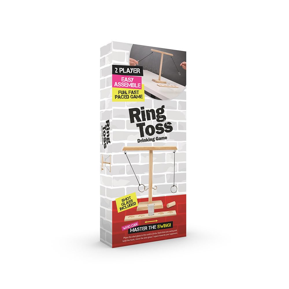 #Winning Ringwurf-Trinkspiel aus Holz – Das virale Hook & Ring Party-Spiel – Schnelles Geschicklichkeitsspiel für 2 Spieler – Inkl. Schnapsglas & Score-Board – Saufspiel für Erwachsene