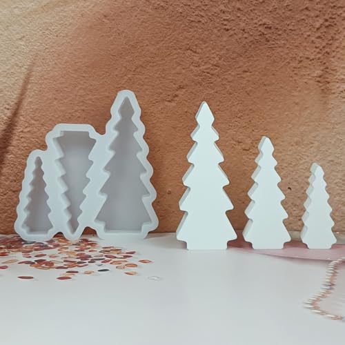 Silikonformen Gießformen Baum 3 Stück Silikonform Weihnachtsbaum Silikonform Tannenbaum Gips Zum Gießen Gießformen Silikon Weihnachten Silikonformen gießformen Weihnachten für Kerzen Gips (A)