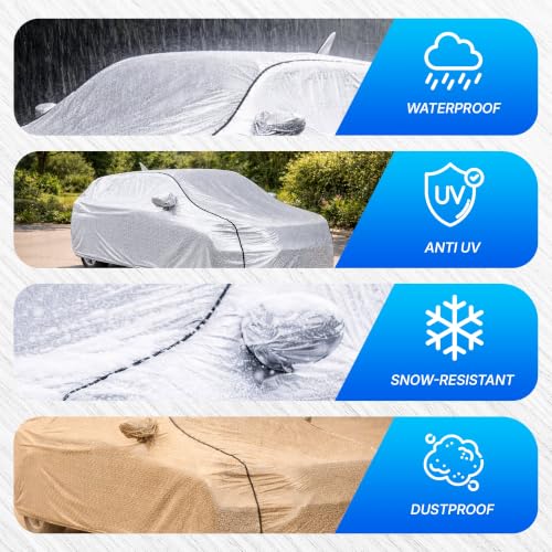 Image of KINGSWAY SilverTech 100% Waterproof Car Cover Only with Skoda Kushaq (Year 2026 Onwards - All Model) | Mirror and Antenna Pockets | Scratchproof | All Weather Car Body Cover