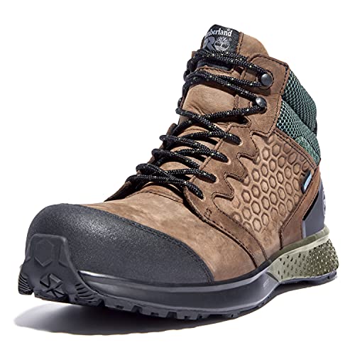 Timberland PRO Men's Mid Reaxion Athletic Hiker Wateproof Composite Toe Work Boot, Brown Green, 9