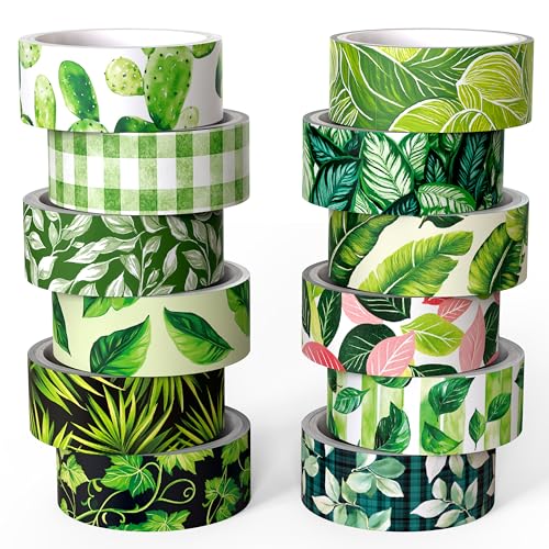 Green Plant Washi Tape Set (12 Rolls)