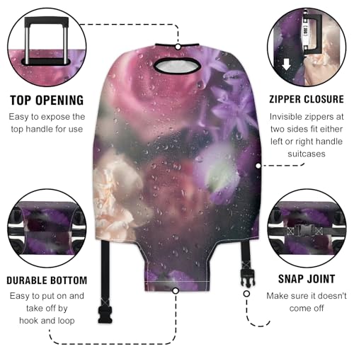 Travel Luggage Cover Suitcase Protector Scratch-Resistant Fit Not Included Suitcase Flowers Through Condensed Glass L-26-28in3