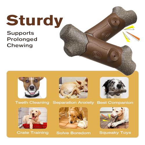 LiuMelinda Dog Chew Toys for Aggressive-Chewers - Indestructible Dog Toy for Aggressive Chewer,Tough Chew Toys for Dogs (Rubber Log-Branches)