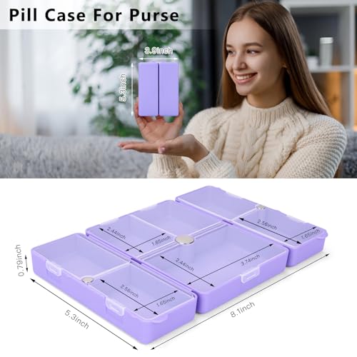 Image of FYY Travel Pill Organizer, Large Pill Box Medicine Case-2pcs Purple