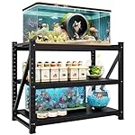 Fish Tank Stand 20-30 Gallon,Metal Aquarium Stand Heavy Duty，30 gallon reptile tank with 3-Tier Adjustable Storage Shelves，800LBS Capacity，32" W x 18" D x 34" H,Black