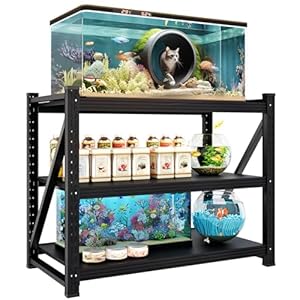 Fish Tank Stand 20-30 Gallon,Metal Aquarium Stand Heavy Duty，30 gallon reptile tank with 3-Tier Adjustable Storage Shelves，800LBS Capacity，32″ W x 18″ D x 34″ H,Black