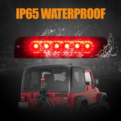 Image of Third 3rd Brake Light LED for 1997-2006 Jeep Wrangler, High Mount Rear Brake Lights Assembly for 97-06 Wrangler TJ, Waterproof Center Cab Lamp Stop Light