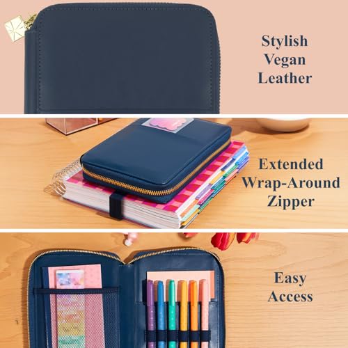 Image of Ultimate Planny Pack - Planner Accessory Pouch. Inside Pockets and Extended Metal Zipper. Elastic Band to Secure Around Planner. Vegan Leather Organizer by Erin Condren