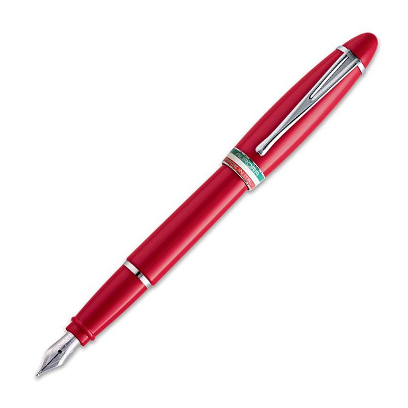 Aurora Ipsilon Italia penna stilografica, resina, rosso, con finiture cromate, b17-r