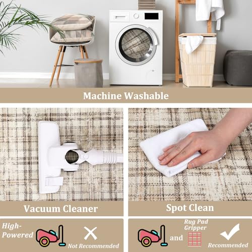 Tapete Decorativo Lavable 5x7 Pies Tartan Beige miniatura 5