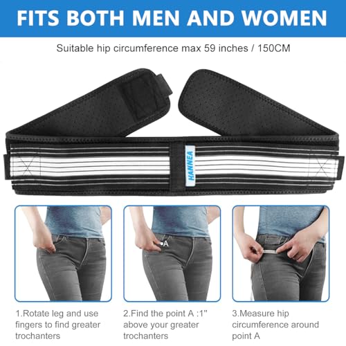 Image of HANNEA Back Pain Relief Belt Reliable Lower Belt for Back Pain Relief Woman and Men Anti-Slip Sacroiliac SI Joint Hip Belts Adjustable Lumbar Support Waist Belts for Women- (Black, Length 140)