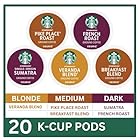 Starbucks Variety Pack Coffee Pods K Cup Sampler – Starbucks Blonde, Medium & Dark Roast including Veranda Blend, Pike Place Roast, Breakfast Blend, Sumatra, French Roast Coffee for Keurig Brewers