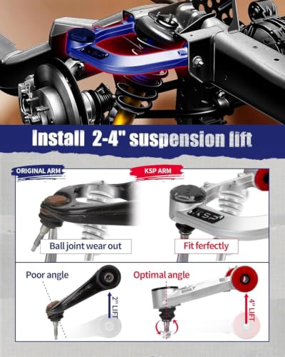 Image of KSP Front Upper Control Arm For Toyota Tacoma 2004-2023, 2-4 inch Adjustable Front Aluminum Control Arm for 2004-2023 Toyota Hilux Fortuner, One-piece Aftermarket Forged UCA with Greasable Ball Joint
