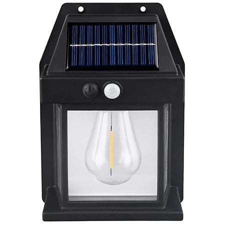 GLUN Tungsten Panel Wall Outdoor Solar LED Tungsten Wire Wall Garden Induction Light Lamp Wireless Motion Sensor, Waterproof Pack of 1