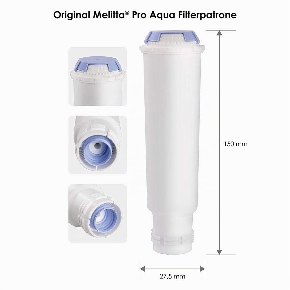 Melitta Cartuchos de filtro Pro Aqua (3 cartuchos) – Filtro de cal para cafeteras automáticas, evita la acumulación de cal y reduce los contaminantes para el mejor sabor del café