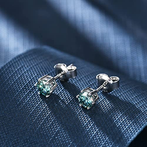 Green Moissanite Earrings - 6 Prong Green Stud Earrings 14k White Gold Green Earrings 925 Sterling Silver Moissanite Jewelry Gifts for Christmas4