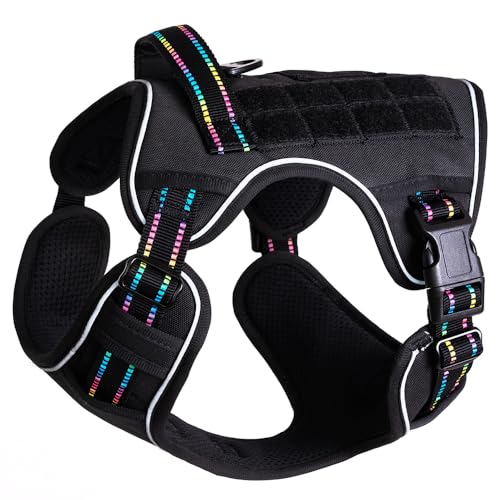 Arnés táctico para Perros sin tirones, Chaleco Reflectante Ajustable para Perros con asa, Chaleco Reforzado para Mascotas con Clip Frontal antitirones para Senderismo, Camping, (l)