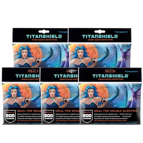 TitanShield (5 paquetes de 200 s/total 1000 fundas) Protectores de manga interior tamaño perfecto para doble funda MTG cubierta estándar