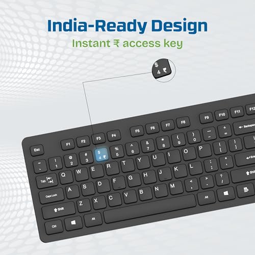 Image of Wireless Keyboard for Laptop, PC & Desktop, Full Size 2.4GHz Slim Wireless Keyboard with Silent Soft Keys, Long Battery Life, Lag-Free Connectivity, Black