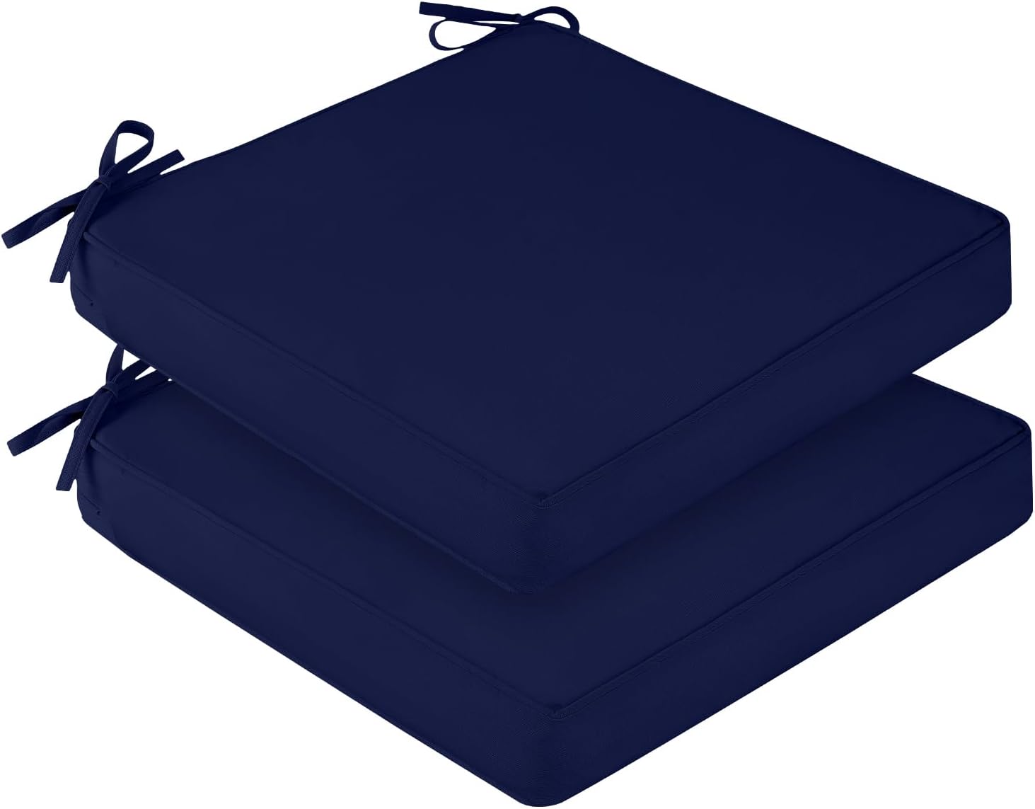 Navy Blue Foam Square Outdoor Dining Chair Cushions Set of 2