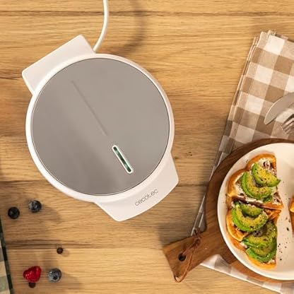 Cecotec Elektrisches Waffeleisen Fun Gofrestone Round 1000 W, Edelstahl-Oberfläche, 1-5 Waffeln, Herzform oder 1 große Waffel, Antihaftbeschichtung, gleichmäßige Garung, Leuchtanzeige – Bild 7