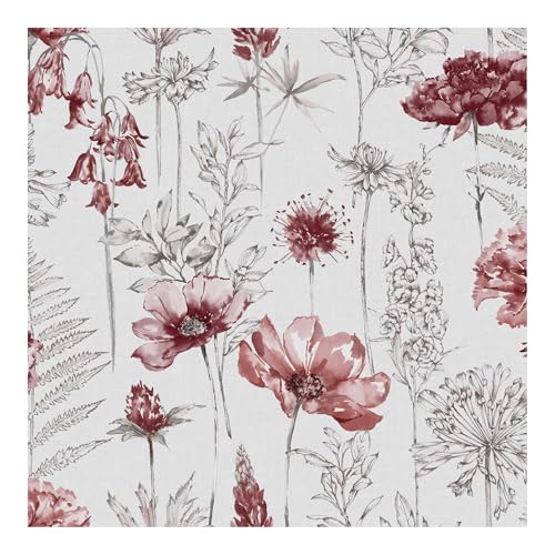 Fresco Floral Sketch Red Wallpaper