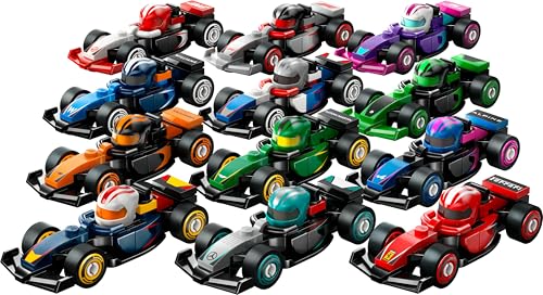 LEGO Voitures F1 à Collectionner - Boîte mystère de 1 Maquette de Mini-Voiture sur 12 véhicules de Collection avec Casques & Roues Mobiles - Equipes Formule 1 Dont Ferrari, Mercedes & Red Bull 71049