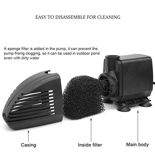 image for COODIA 660GPH Submersible Pump Pond Fountain with Inside Filter and RG